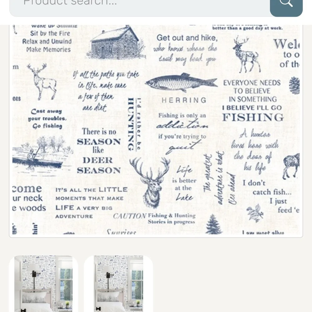 2 Chesapeake Wallpaper rolls, Navy Camping Quotes (56.4 sq. ft. Per roll),